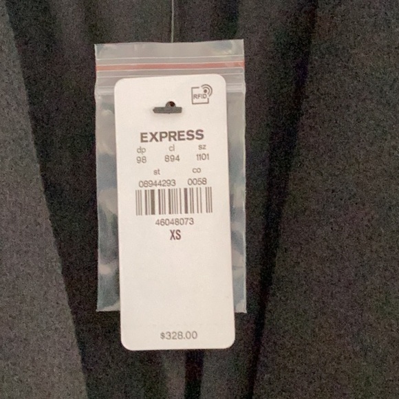 Express New Embellished Stones  Long  Black Women's Coat Extra Small Oversized - Picture 13 of 13